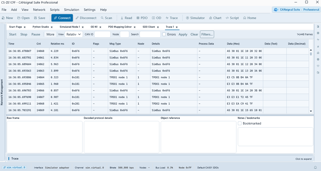 CANsignal Suite Trace 1 monitor